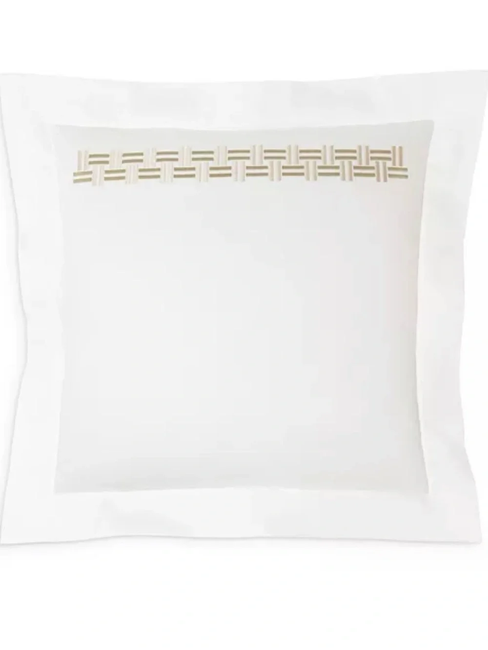Set 2 FRETTE BASKETWEAVE EURO SHAM BRONZE GOLD SAND CARAMEL KHAKI EMBROIDERY